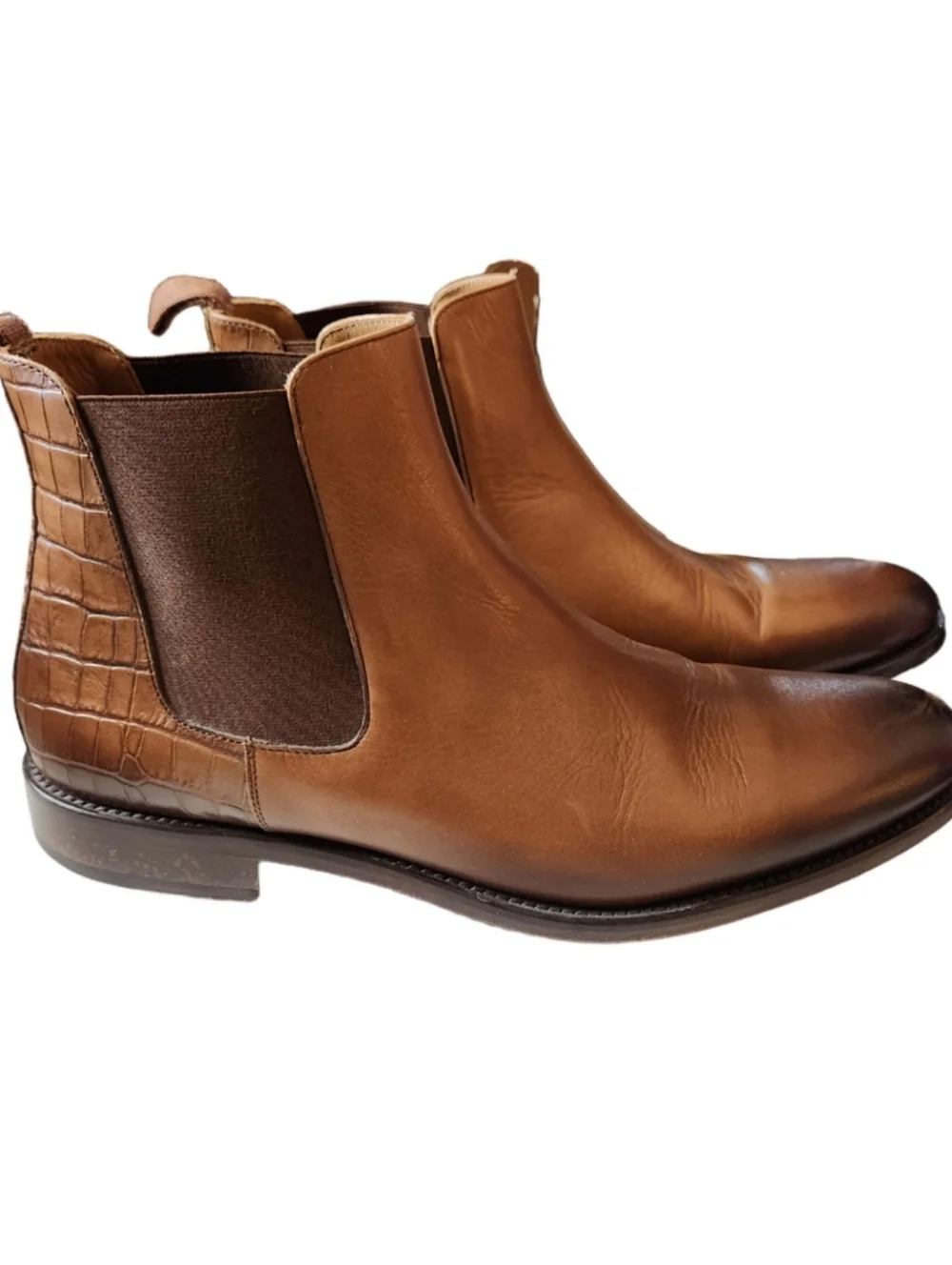 Taft Men's Hiro Leather & Embossed Croc Details Chelsea Boots - Size 42 (9)